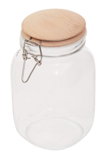 Luca Square 1550Ml Glass Jar With Wooden Lid - image 1