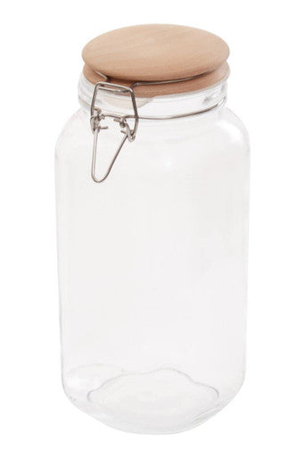Luca Square 2150Ml Glass Jar With Wooden Lid - image 1
