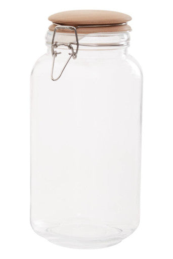 Luca Square 2150Ml Glass Jar With Wooden Lid