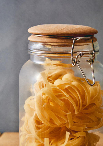 Luca Square 2150Ml Glass Jar With Wooden Lid