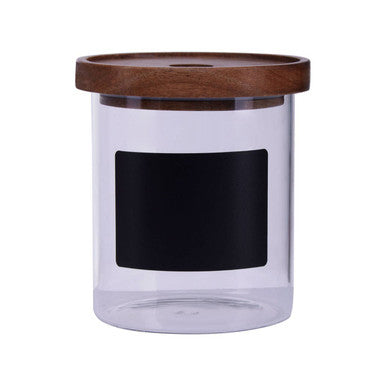 Tromso Glass Storage Jar with Acacia Lid and Chalkboard 750 ml - image 1