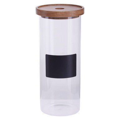 Tromso Glass Storage Jar with Acacia Lid and Chalkboard 1800 ml - image 1