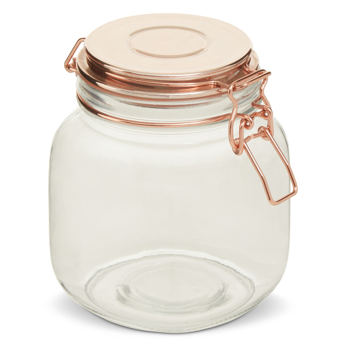 1000Ml Sqr Glass Jar Clip Top Rose Gold Lid