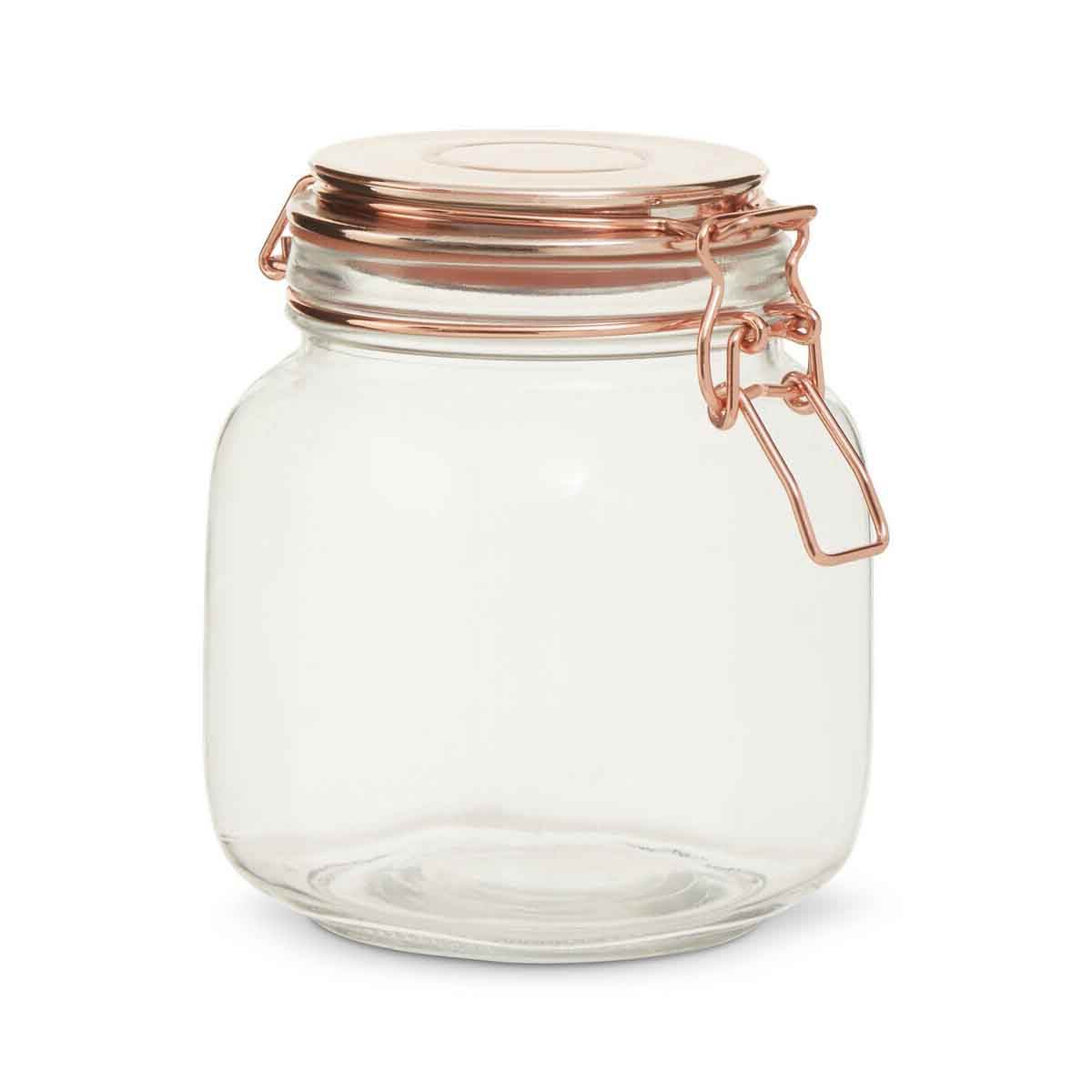 1000Ml Sqr Glass Jar Clip Top Rose Gold Lid - Orsina