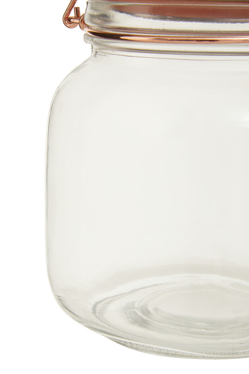 1000Ml Sqr Glass Jar Clip Top Rose Gold Lid