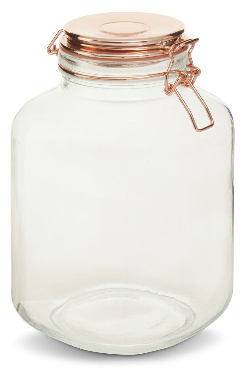 3000Ml Sqr Glass Jar Clip Top Rose Gold Lid