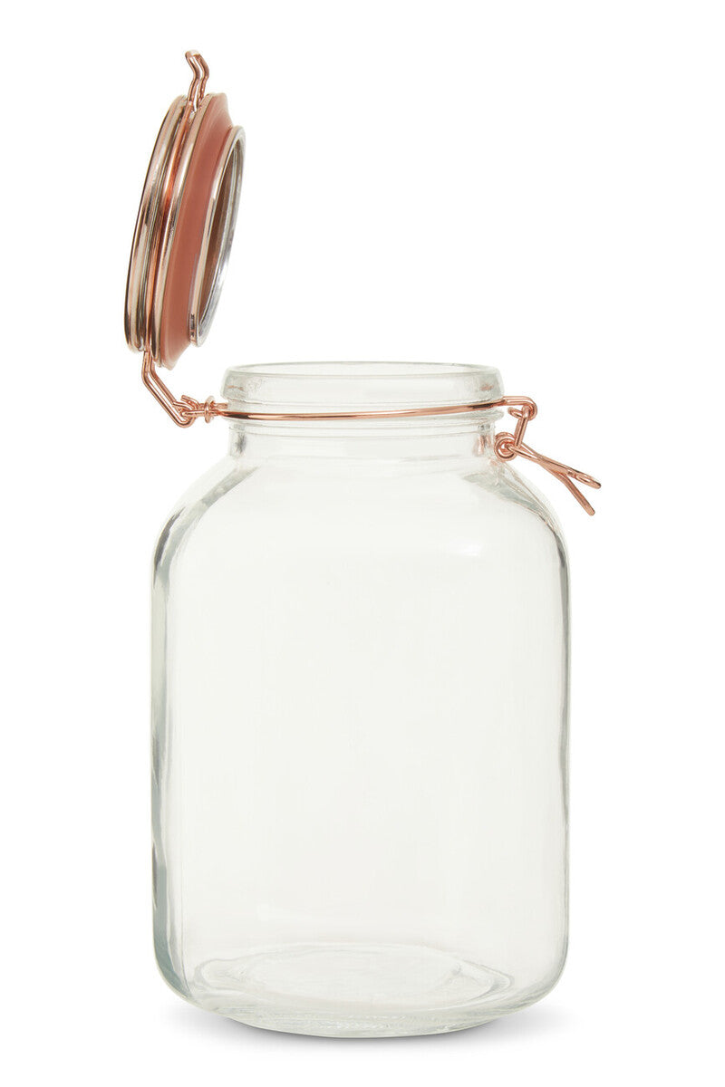 3000Ml Sqr Glass Jar Clip Top Rose Gold Lid