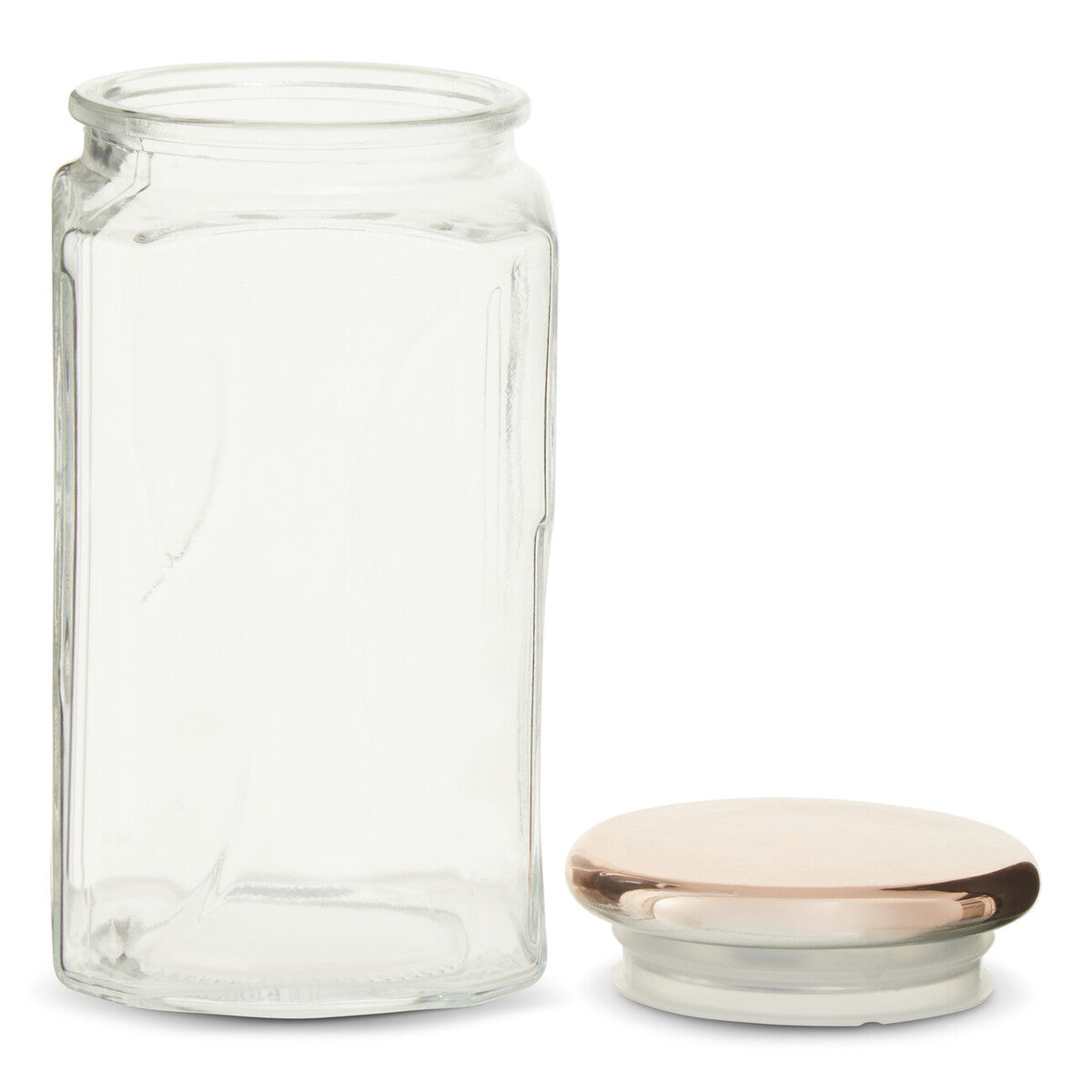 1040Ml Sqr Glass Jar Rose Gold Lid