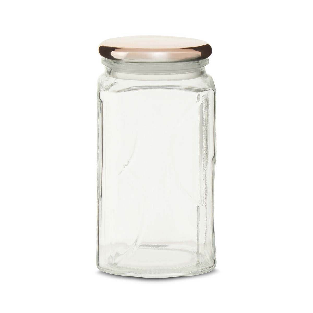 1040Ml Sqr Glass Jar Rose Gold Lid - Orsina