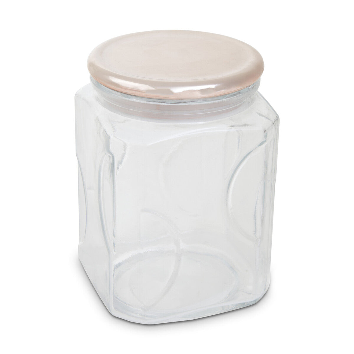 1850Ml Sqr Glass Jar Rose Gold Lid