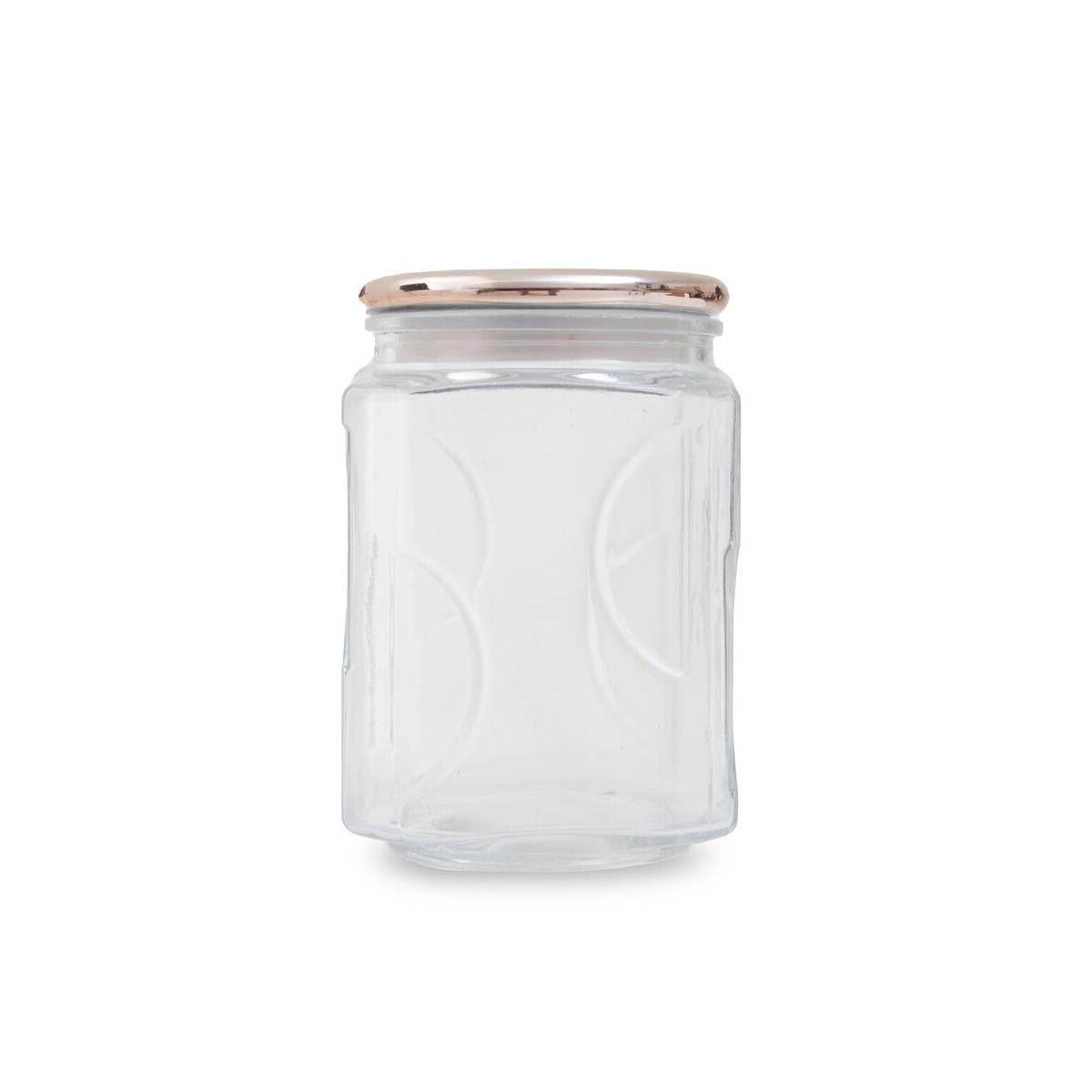 1850Ml Sqr Glass Jar Rose Gold Lid - Orsina