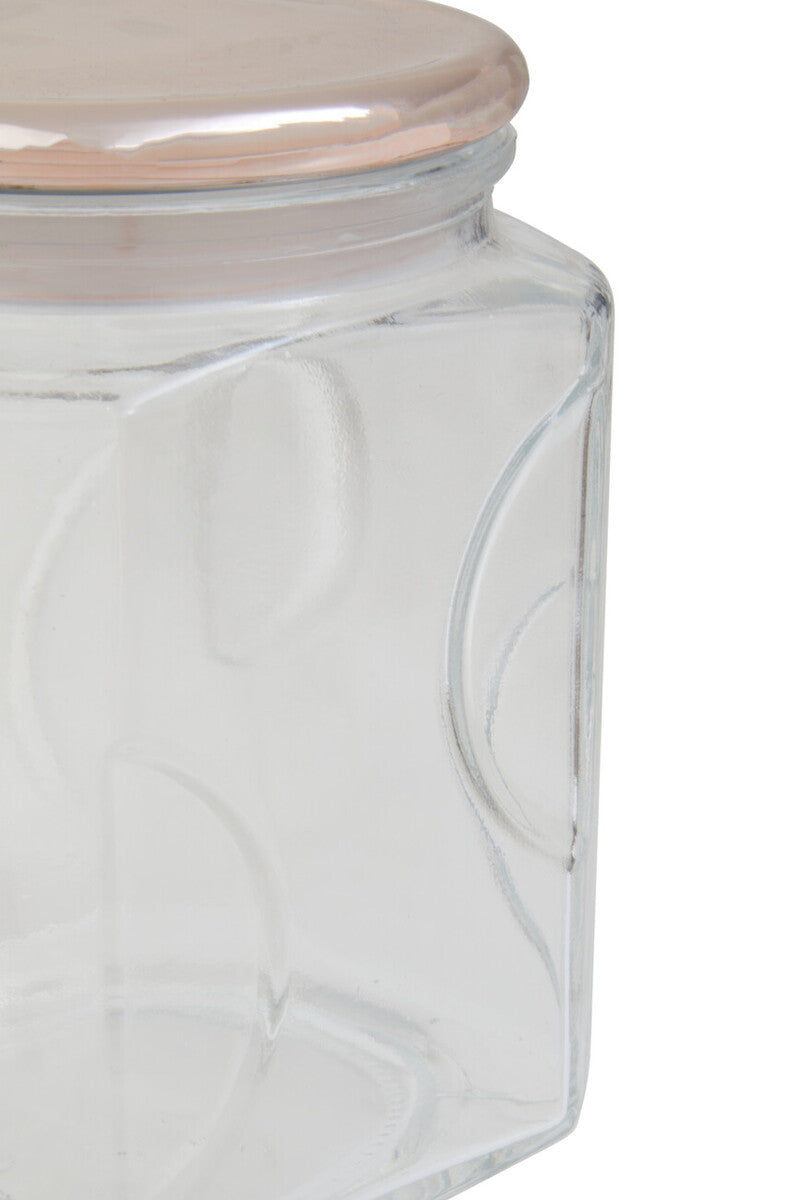 1850Ml Sqr Glass Jar Rose Gold Lid