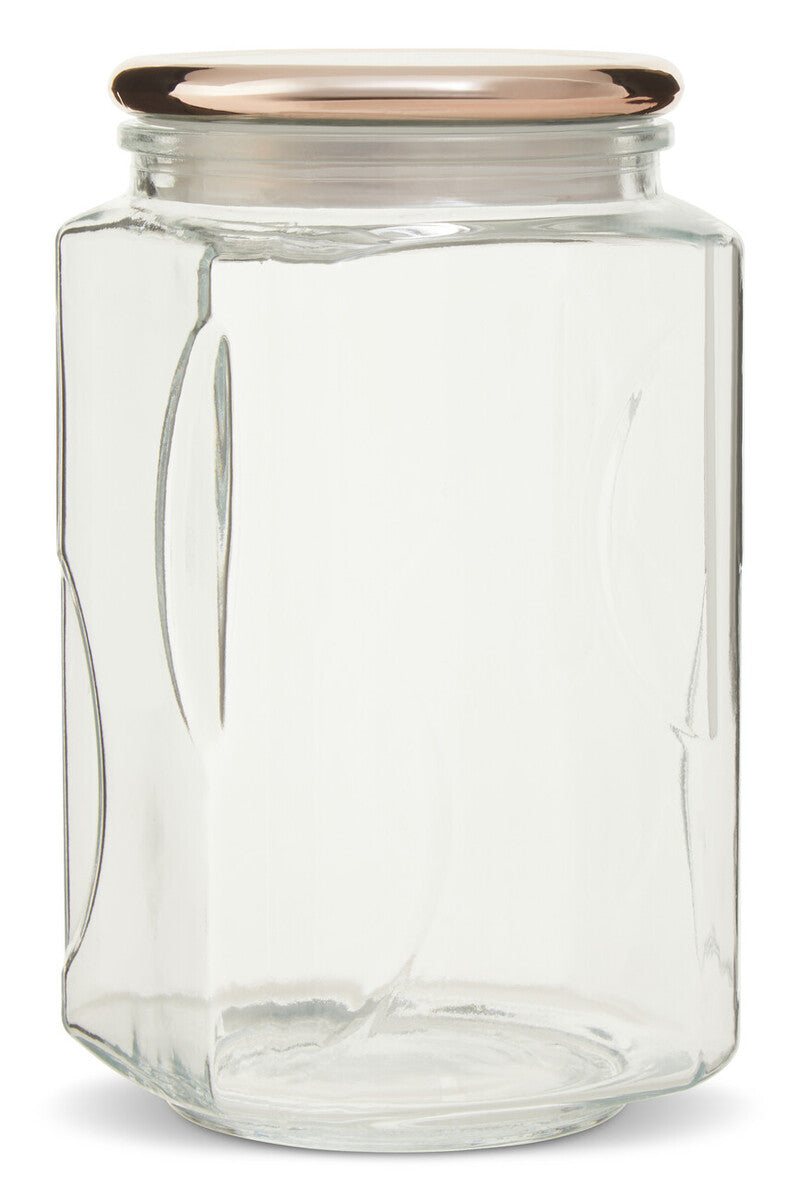 2300Ml Sqr Glass Jar Rose Gold Lid