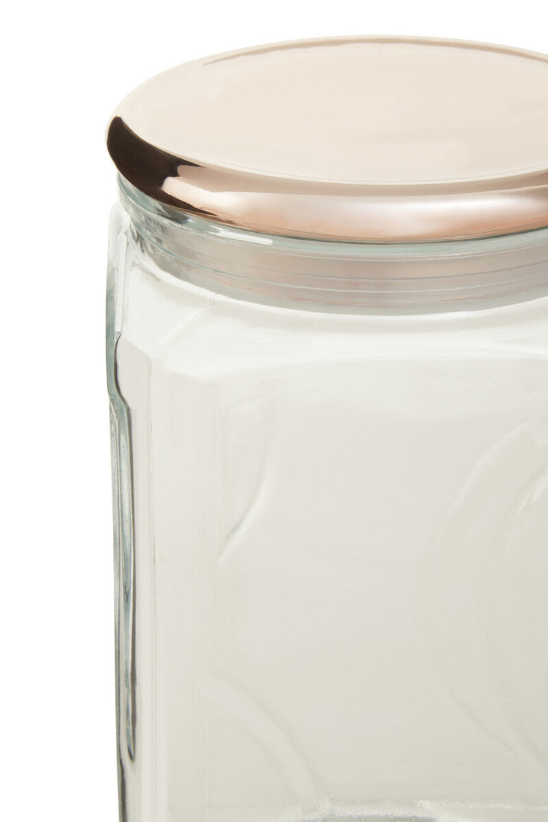 2300Ml Sqr Glass Jar Rose Gold Lid
