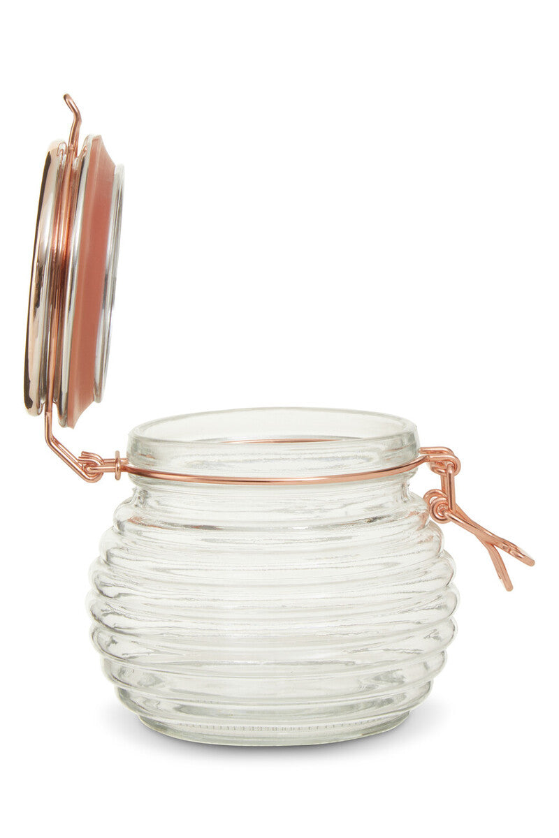 600Ml Rnd Glass Jar Clip Top Rose Gold Lid