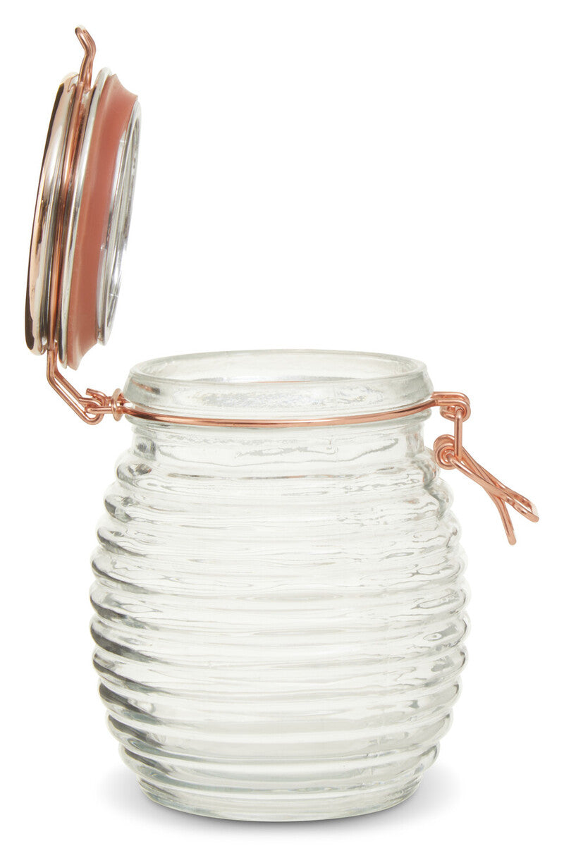 950Ml Rnd Glass Jar Clip Top Rose Gold Lid