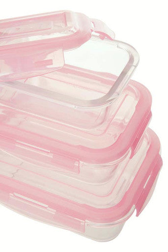 Freska Set Of Three Rectangular Glass Containers