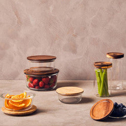 Freska 300Ml Glass Container With Acacia Lid