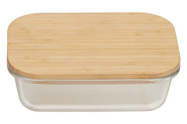 Freska 640Ml Glass Container With Bamboo Lid