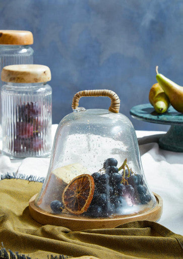 Garner Glass Cheese Dome With Mango Wood Base