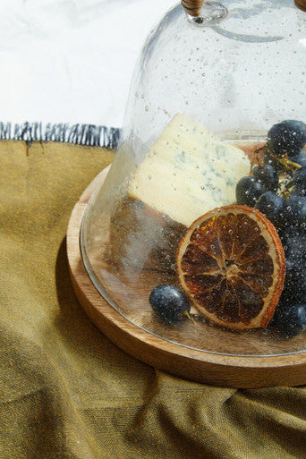 Garner Glass Cheese Dome With Mango Wood Base