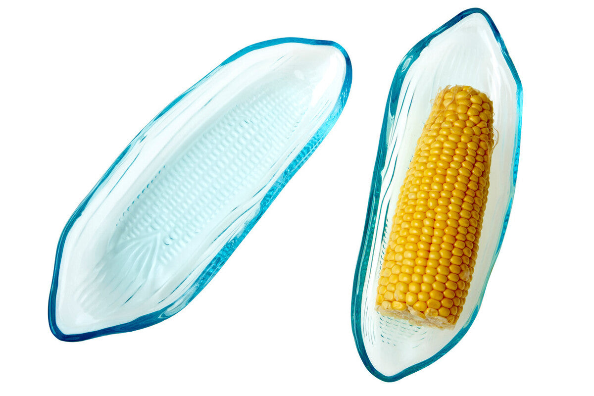 Vidrio Set Of Two Corn On The Cob Blue Coloured Glass Dishes - image 2
