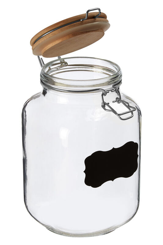 Grocer Glass Storage Jar with Wooden Lid 2000ml