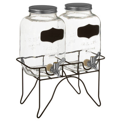 Grocer Set Of 2 Drink Dispensers With Stand