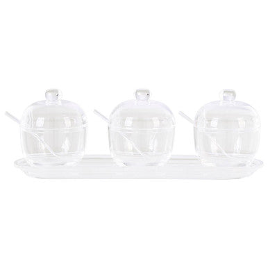 Gozo Set Of 3 Condiment Pots Withy Tray