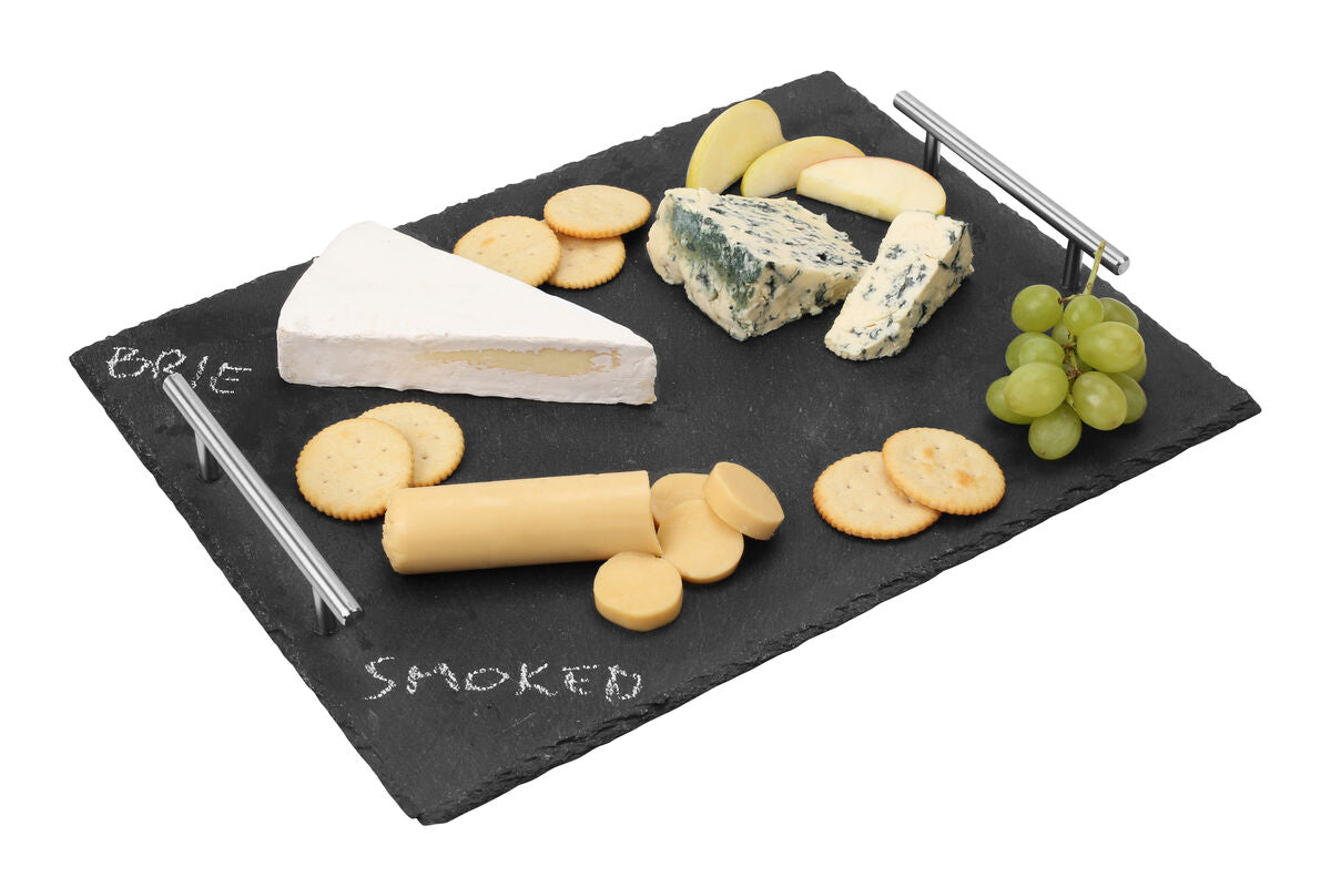 Large Slate Tray With Stainless Steel Handles - image 2