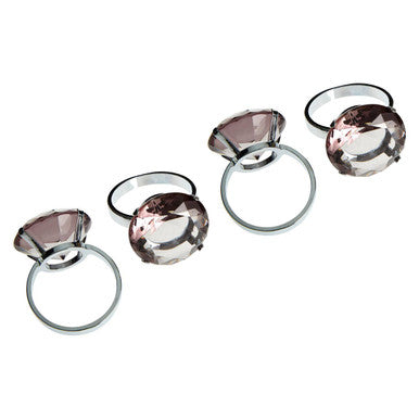 Set Of Four Smoke Grey Diamante Napkin Rings