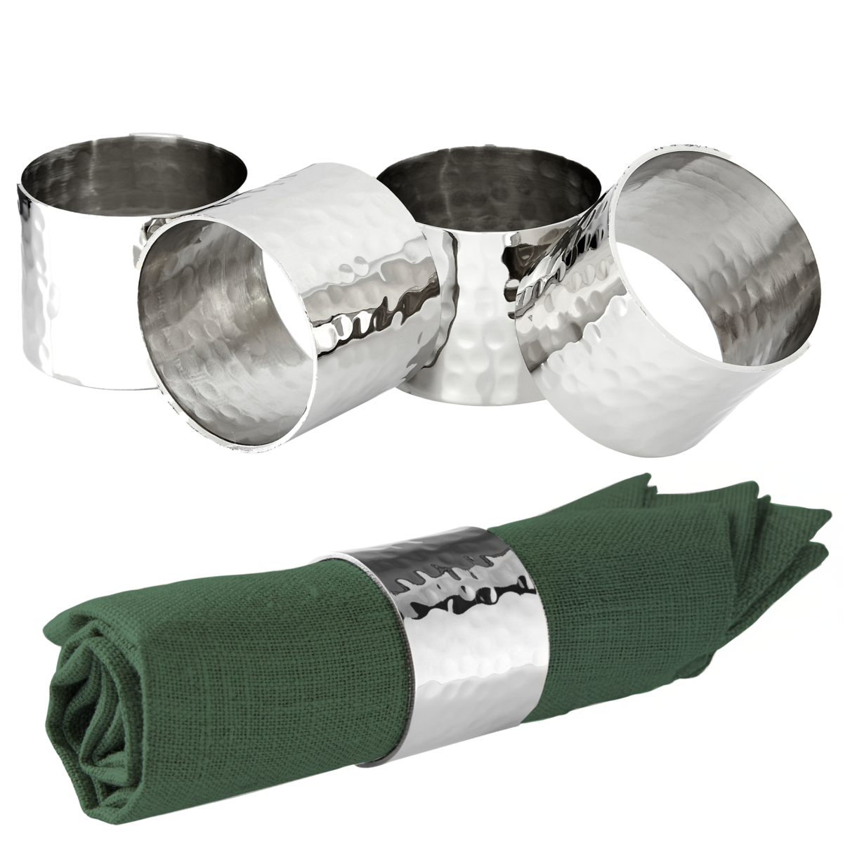 Set Of Four Silver Finish Napkin Rings - image 7