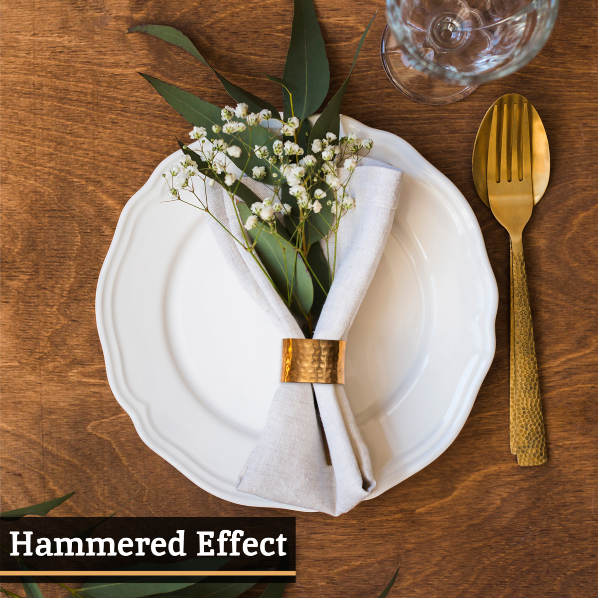 Set Of Four Brass Finish Napkin Rings