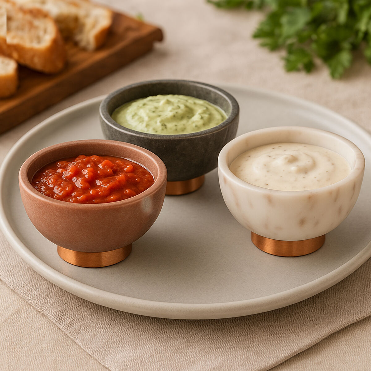 Monzaro Set Of 3 Marble Dipping Bowls - image 2