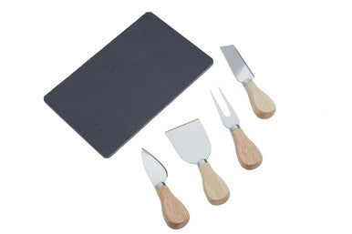 Carter Slate Board And 4 Piece Cheese Knife Set