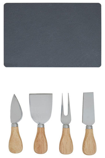 Carter Slate Board And 4 Piece Cheese Knife Set - image 1