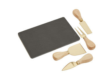 Carter Slate Board And 4 Piece Cheese Knife Set In Gold Finish - image 4