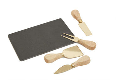 Carter Slate Board And 4 Piece Cheese Knife Set In Gold Finish - image 5