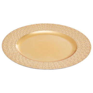 Dia Gold Charger Plate With Octagon Pattern Rim