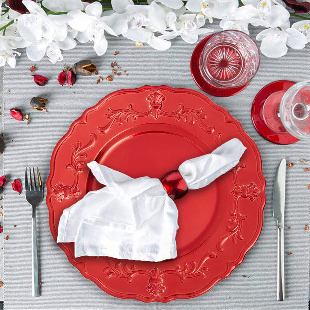 Dia Red Finish Baroque Charger Plate - image 2