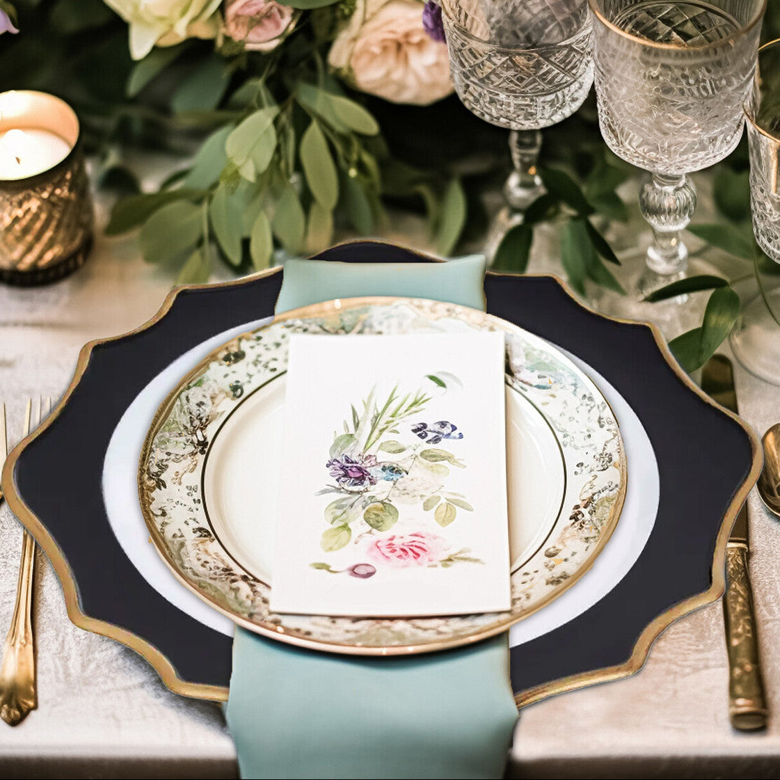 Dia White And Black Scalloped Charger Plate - image 2
