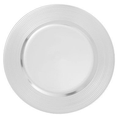 Dia Silver Finish Ribbed Charger Plate - image 3