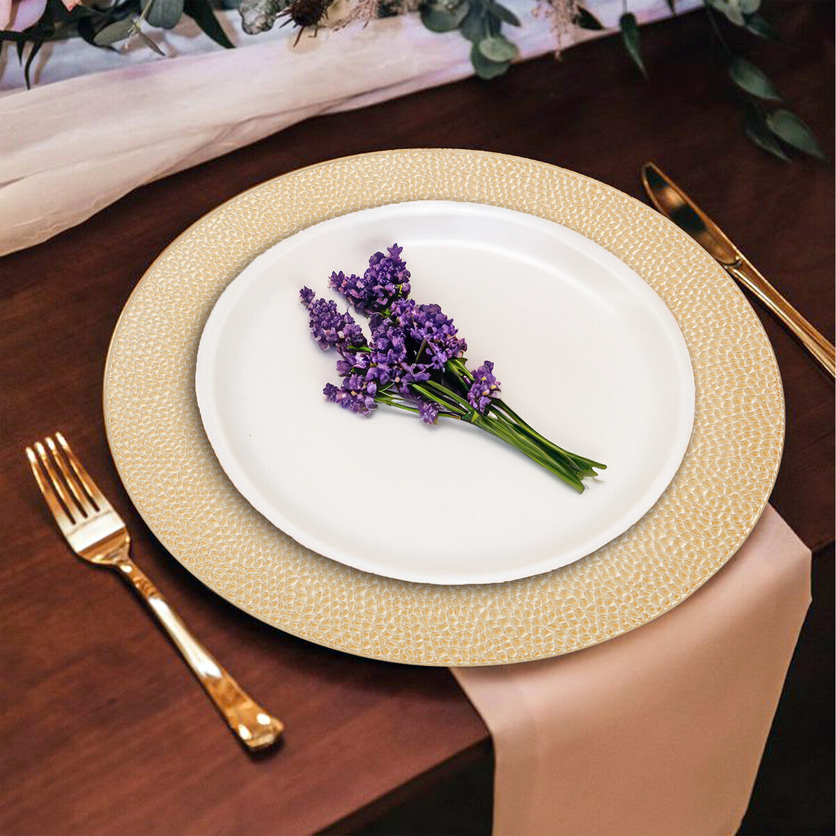 Dia Gold Finish Pebble Effect Charger Plate - image 5