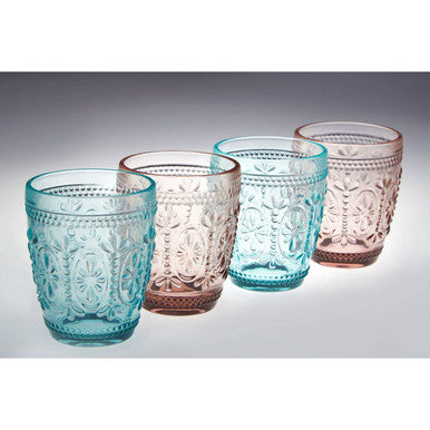 Set Of Four Fleur Glass Tumblers