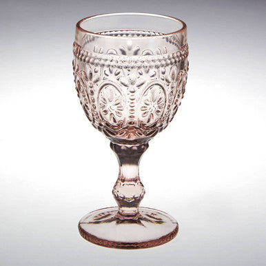 Fleur Set of 4 Pink And Blue Wine Glasses