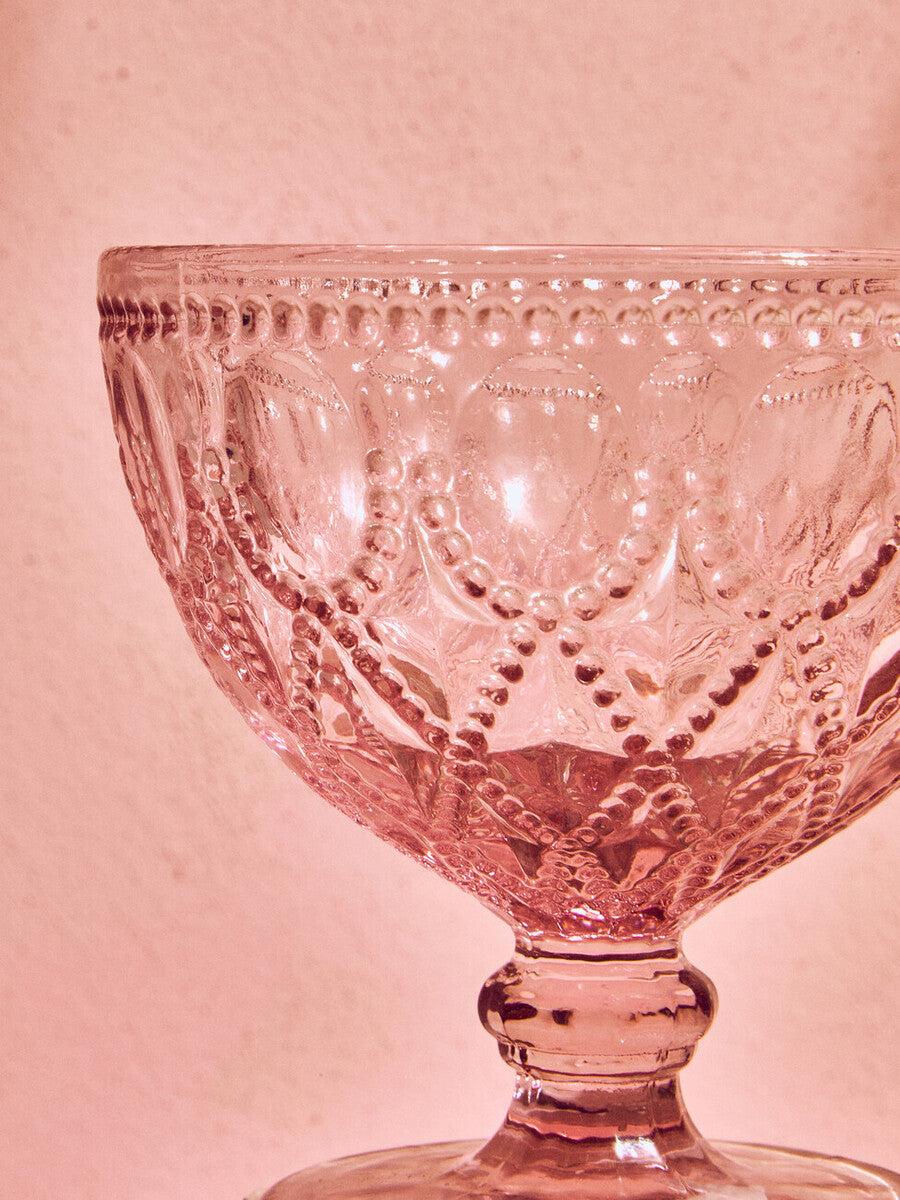 Fleur Set Of Two Pink Glass Sundae Dishes