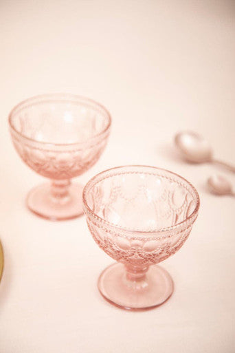 Fleur Set Of Two Pink Glass Sundae Dishes