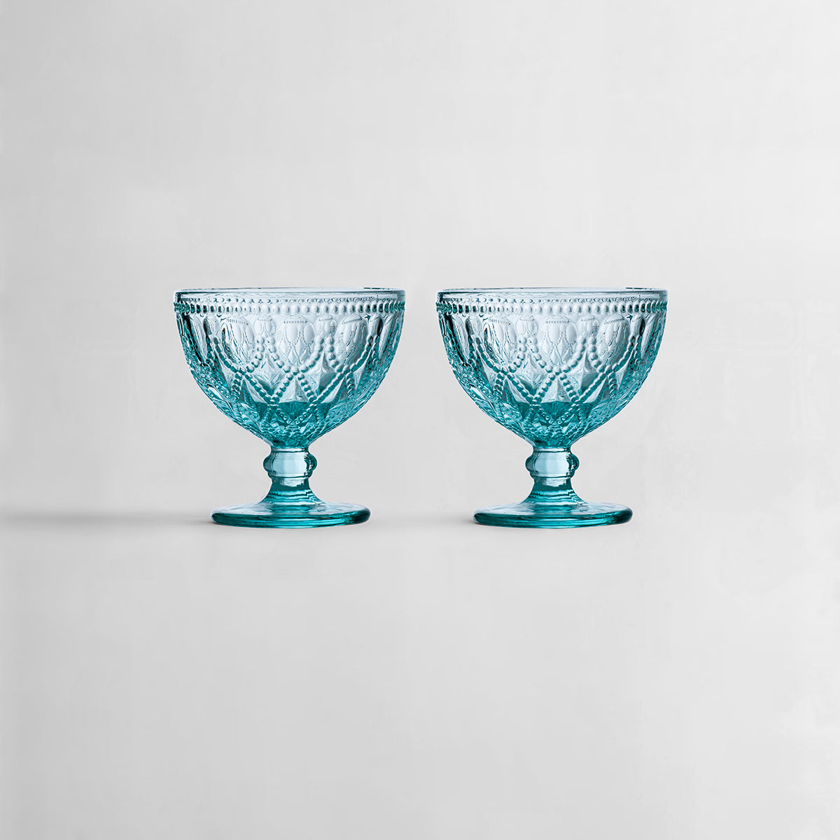 Fleur Set Of Two Blue Glass Sundae Dishes