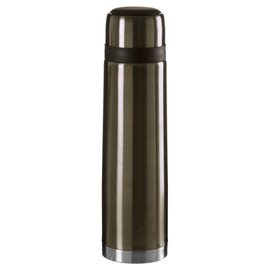 Brown thermos bottle on a white background