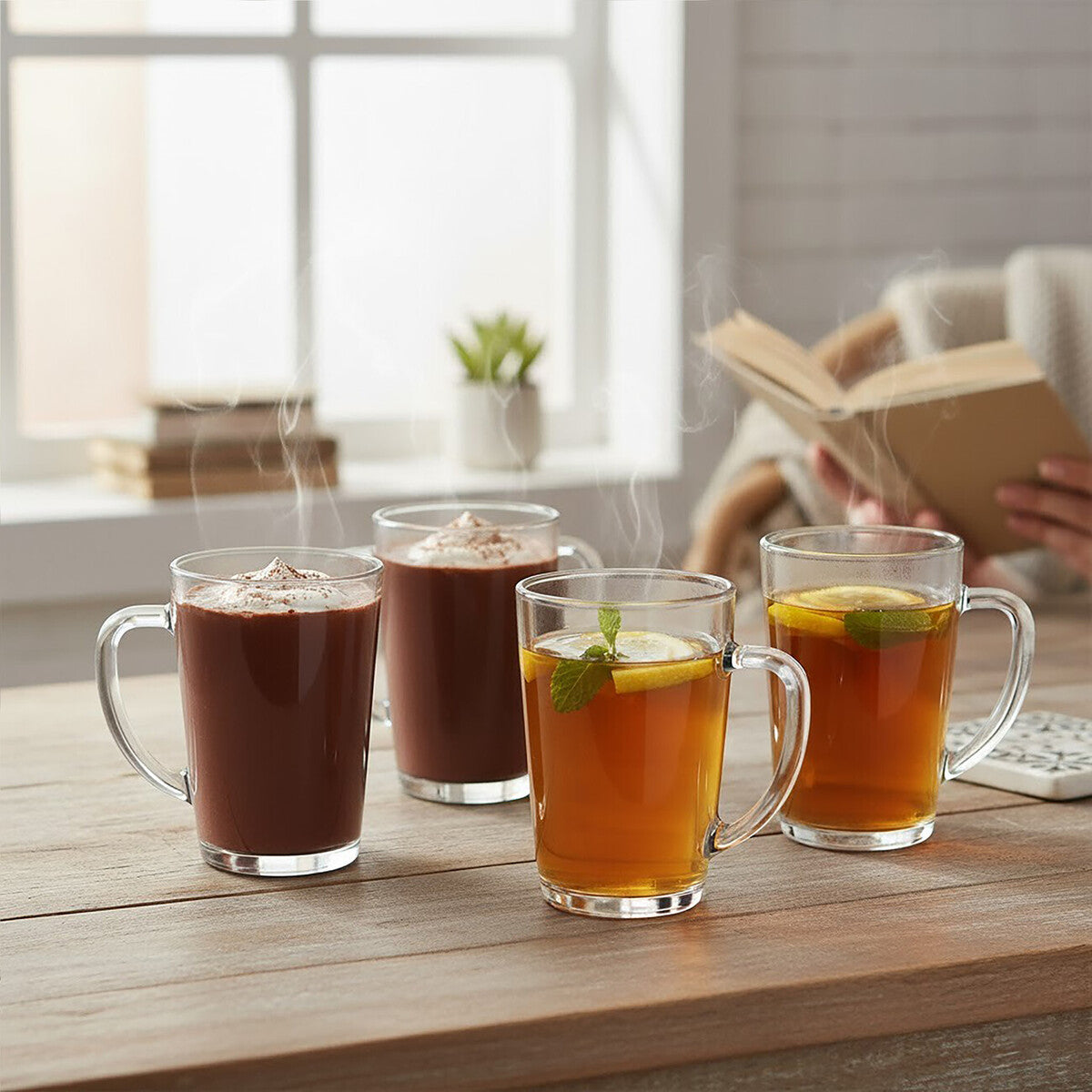 Euri Clear Tall Glass Mugs Set Of 4 - image 2